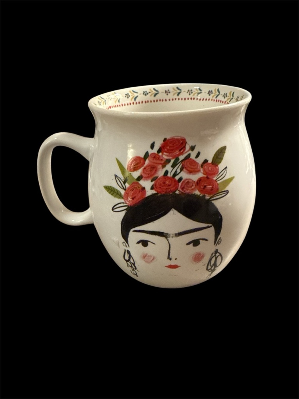 Frida Kahlo Barrel Shaped ceramic mug with Floral accents 
NEW - Picture 3 of 4